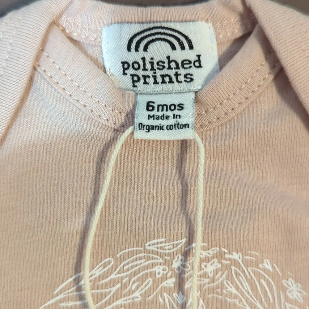 Polished Prints Onesie Bodysuit 6 Mo light pink rose colored Short Sleeve NWT